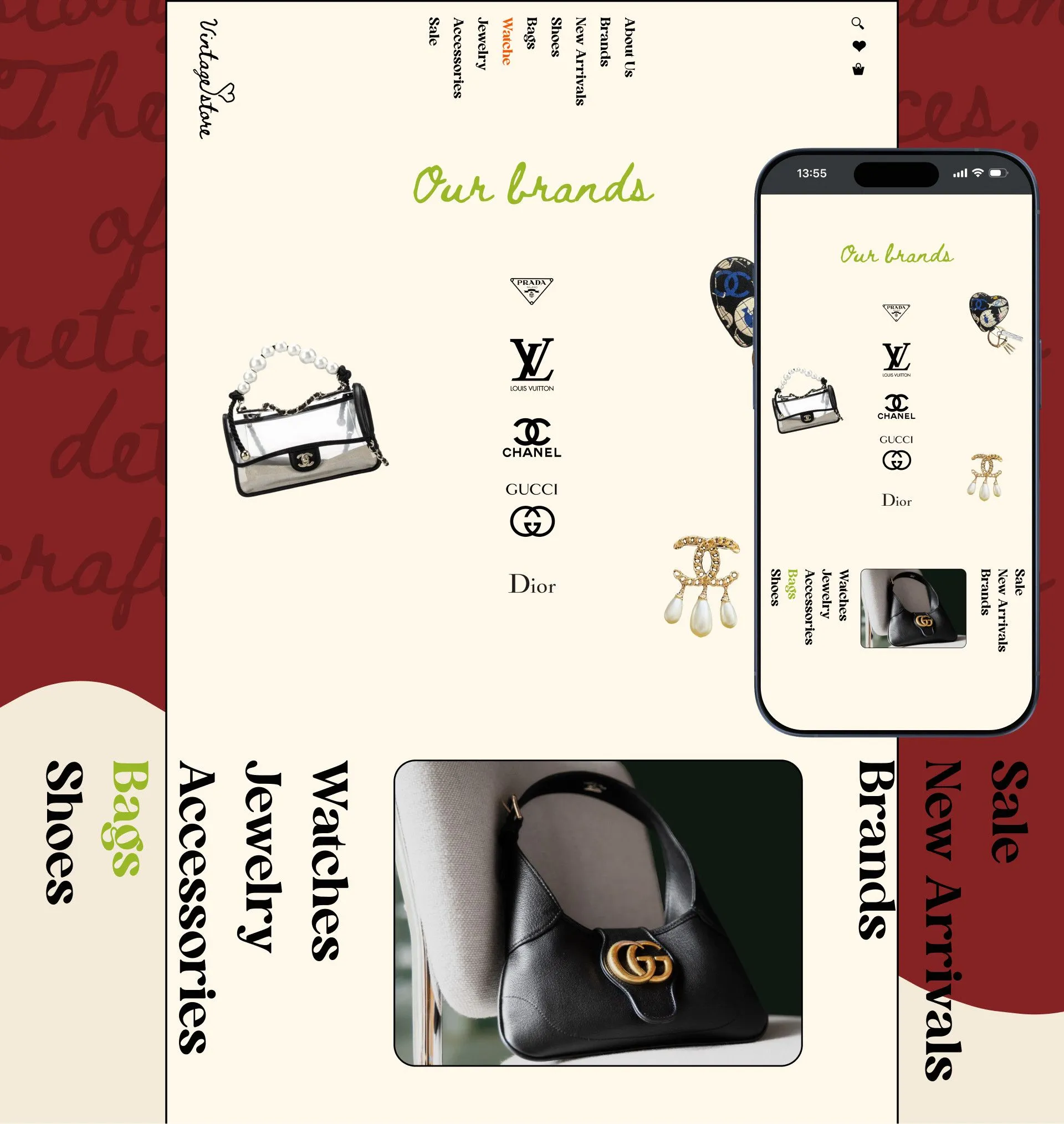 Фото №3:  Vintage – интернет-магазин винтажных аксессуаров - Разработка логотипа и создание бренда в студии брендинга Rocketmen Agency