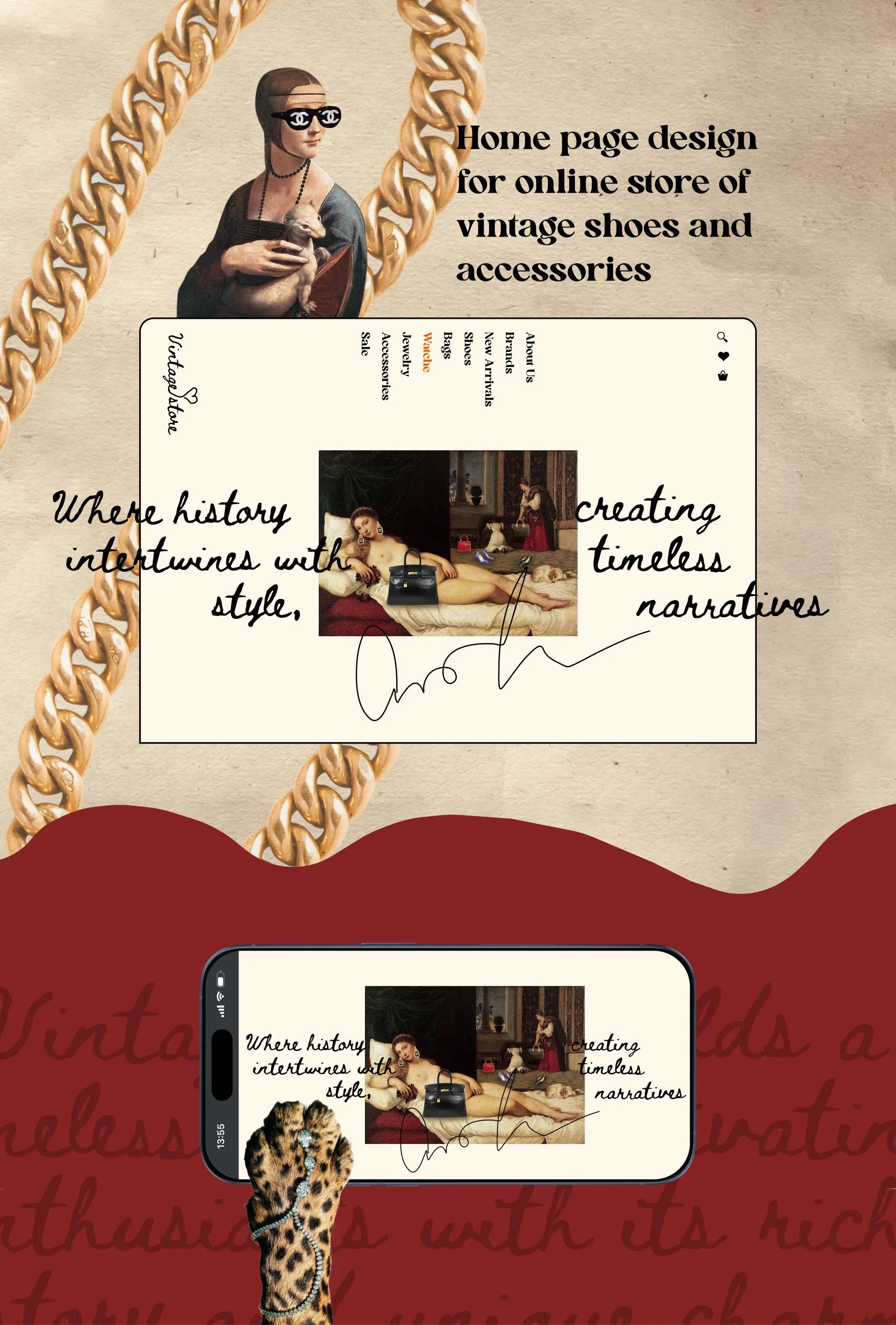 Фото №2:  Vintage – интернет-магазин винтажных аксессуаров - Разработка логотипа и создание бренда в студии брендинга Rocketmen Agency