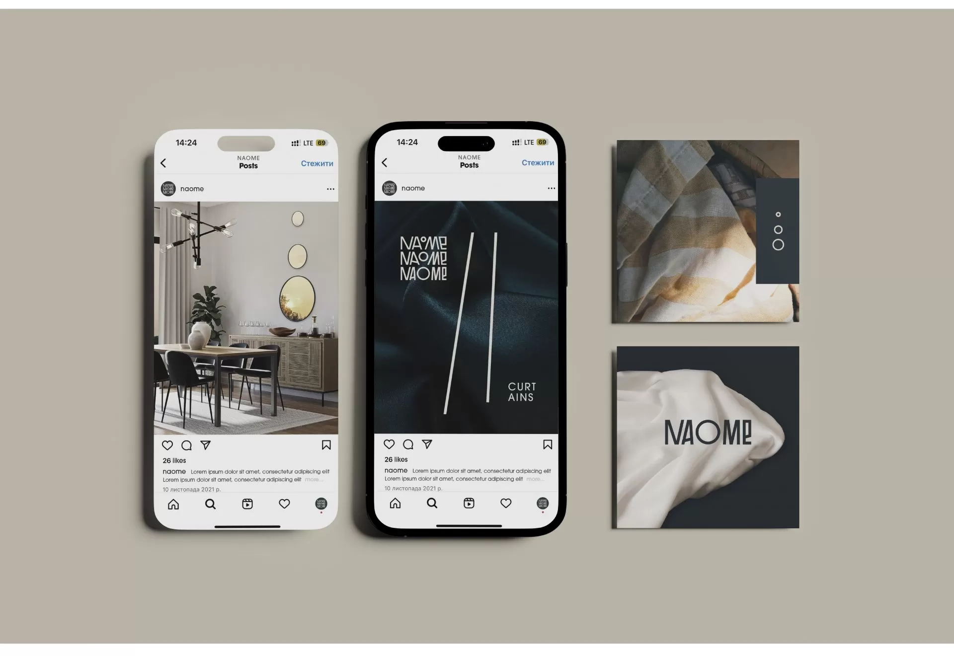 Фото №15: Naome - производитель натурального текстиля для дома в США - Разработка логотипа и создание бренда в студии брендинга Rocketmen Agency