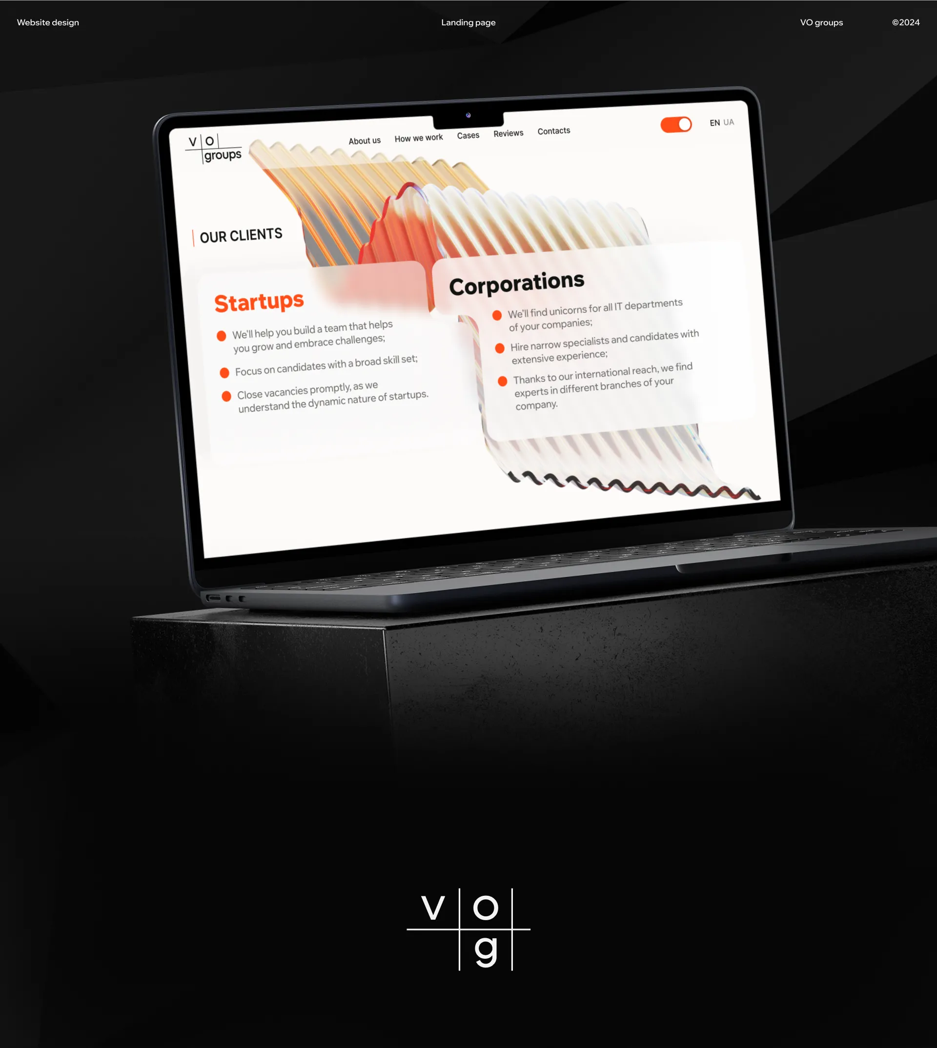 Фото №1: VO groups - ИТ рекрутинг - Разработка логотипа и создание бренда в студии брендинга Rocketmen Agency