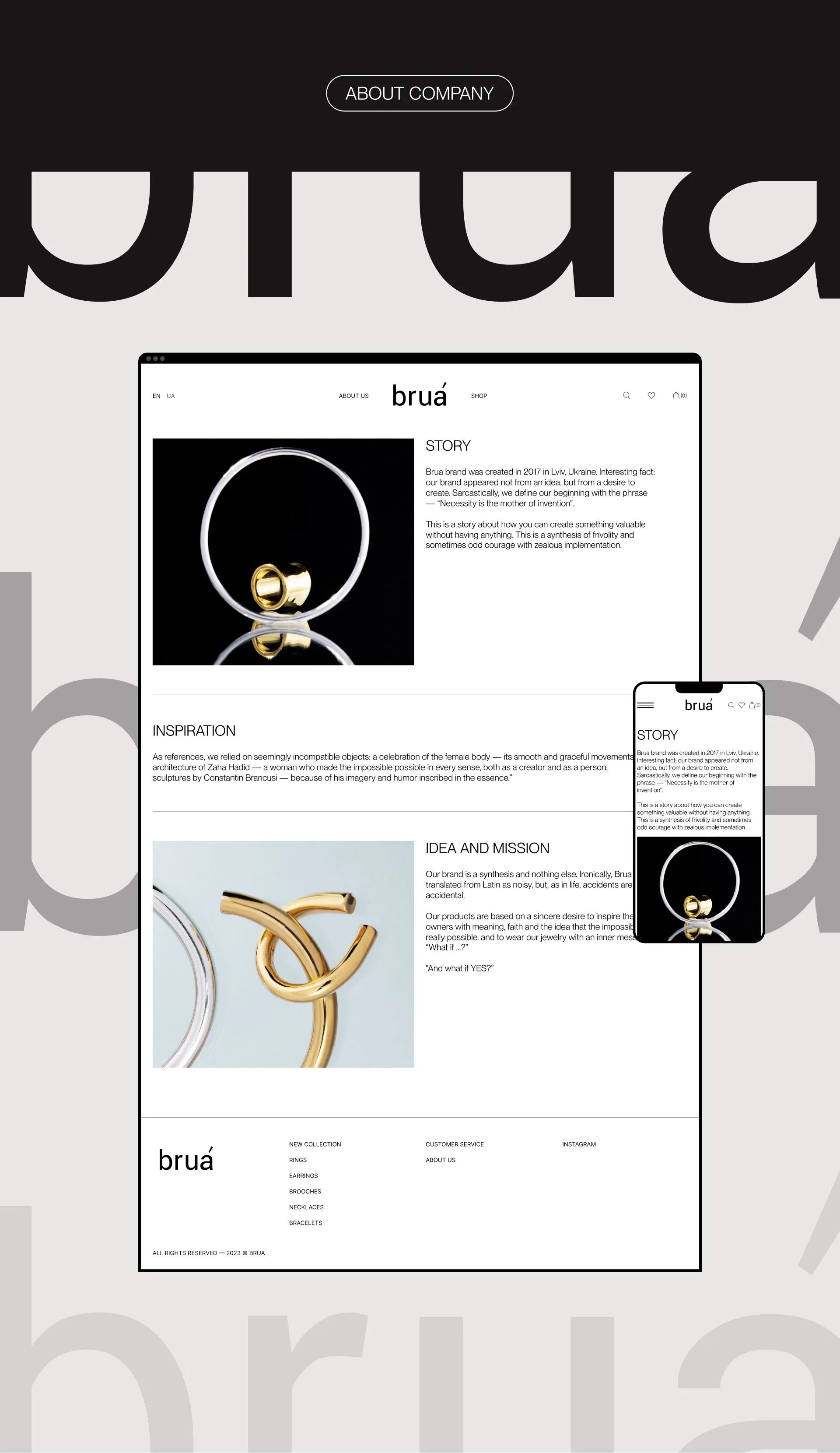 Фото №5: Brua - интернет-магазин ювелирних изделий  - Разработка логотипа и создание бренда в студии брендинга Rocketmen Agency