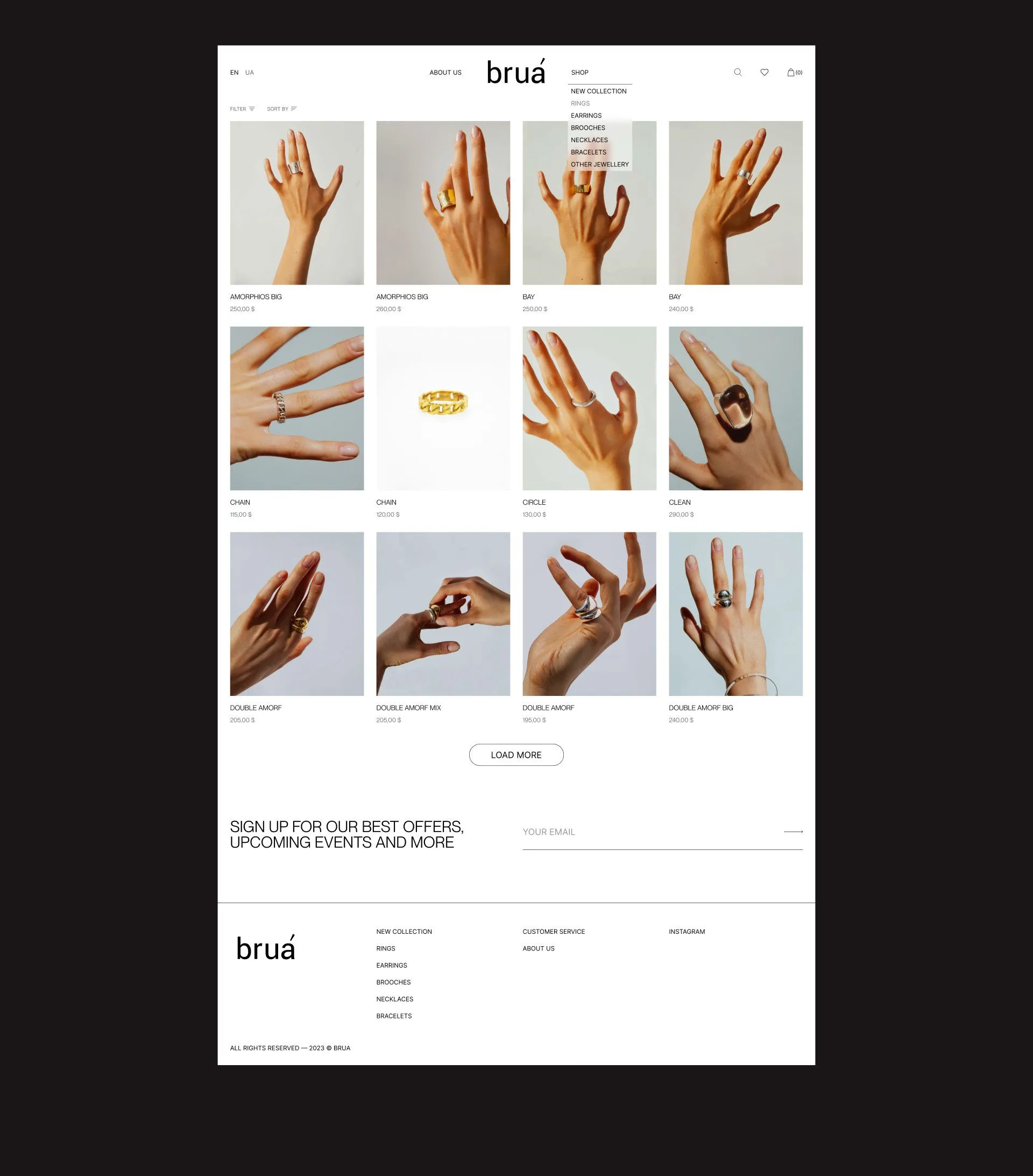 Фото №8: Brua - интернет-магазин ювелирних изделий  - Разработка логотипа и создание бренда в студии брендинга Rocketmen Agency