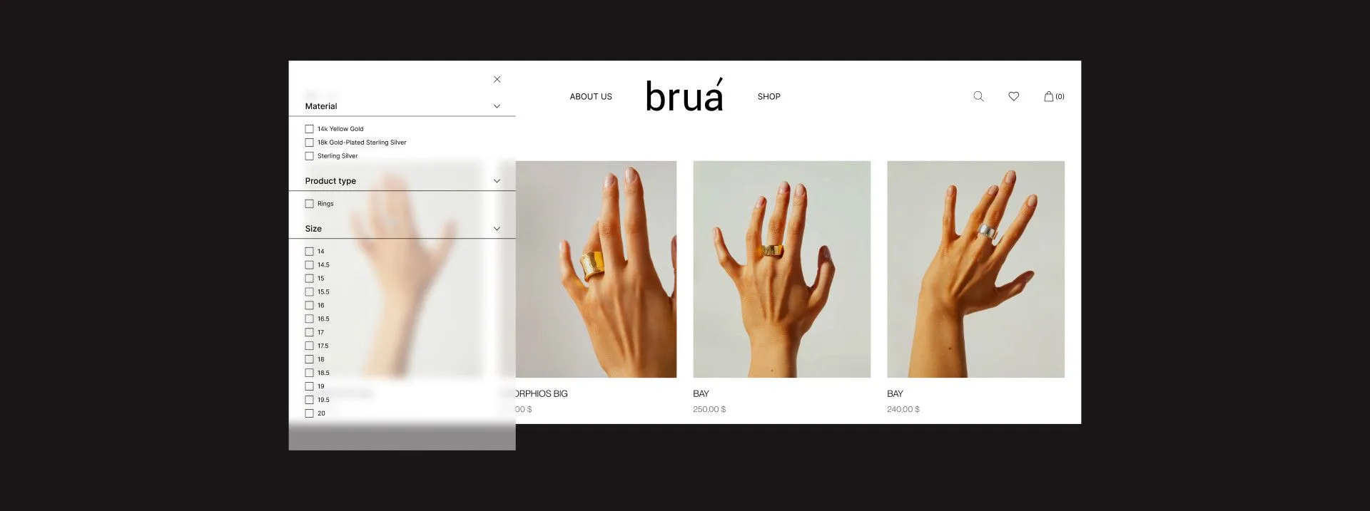 Фото №7: Brua - интернет-магазин ювелирних изделий  - Разработка логотипа и создание бренда в студии брендинга Rocketmen Agency