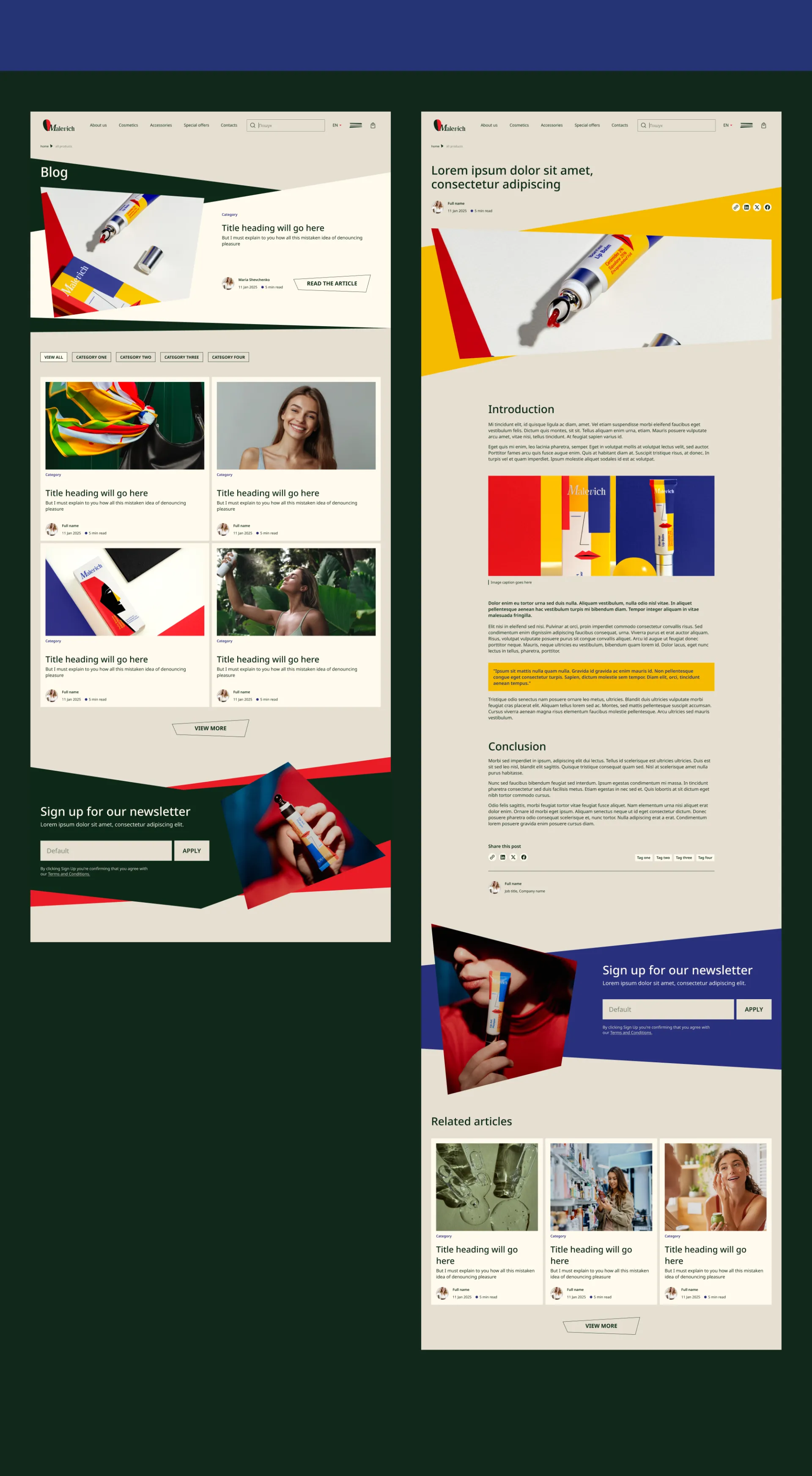 Фото №10: Malevich — интернет-магазин для украинского бренда косметики  - Разработка логотипа и создание бренда в студии брендинга Rocketmen Agency