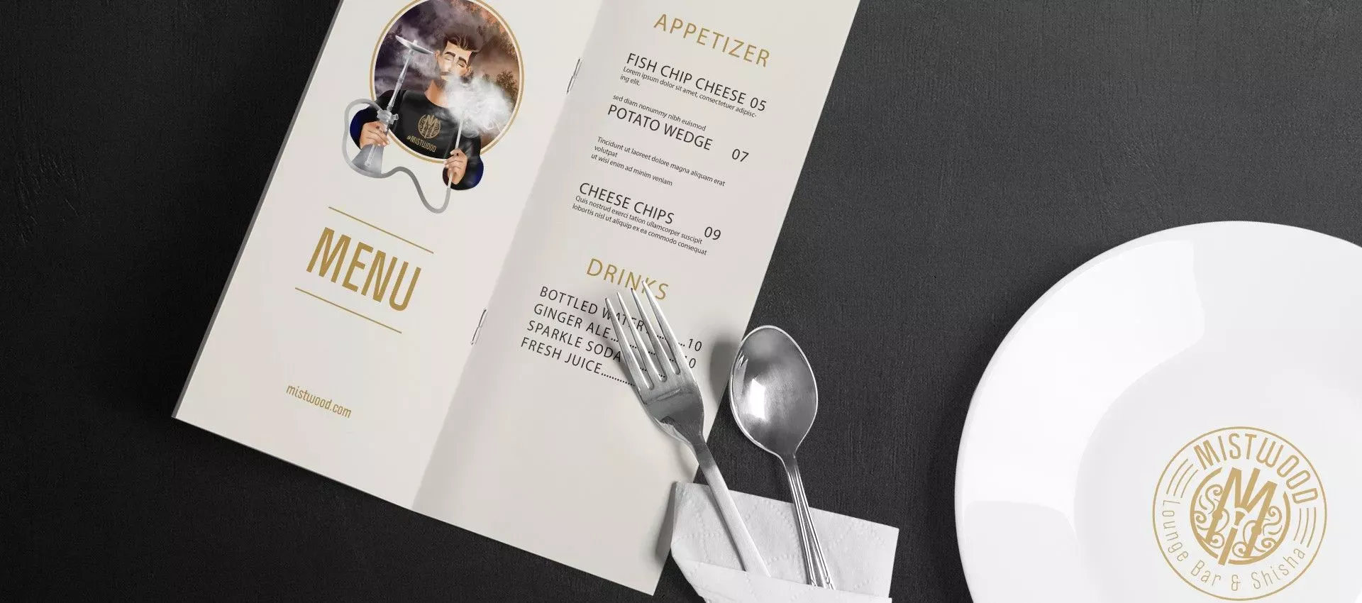 Фото №5: Для лаунж-бара Mistwood - Разработка логотипа и создание бренда в студии брендинга Rocketmen Agency