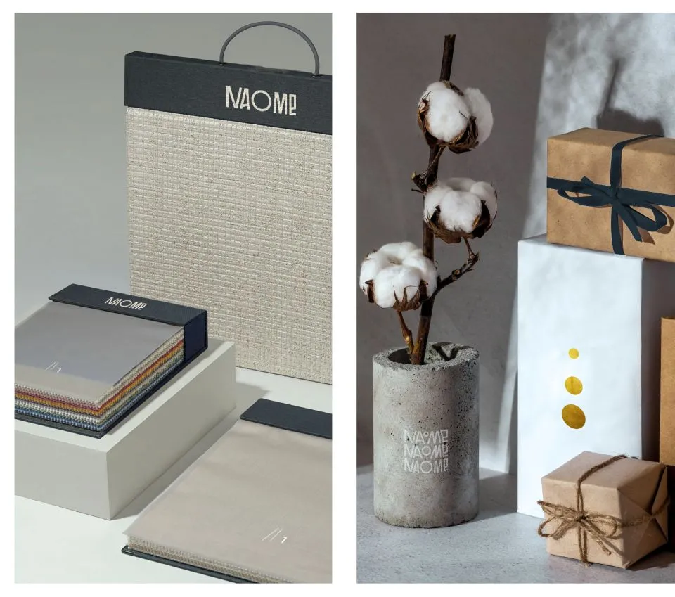 Фото №10: Naome - производитель натурального текстиля для дома в США - Разработка логотипа и создание бренда в студии брендинга Rocketmen Agency